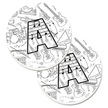 Carolines Treasures Letter A Musical Note Letters Set of 2 Cup Holder Car Coaster CJ2007-ACARC